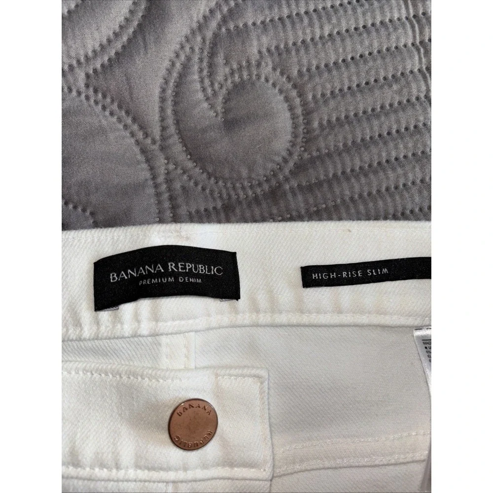 Banana Republic Premium Jeans Women 31L White High-Rise Slim Ankle Length 5 EUC - Picture 4 of 9